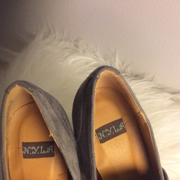 Vegan Suede Grey Platform Loafers - Picture 2 of 3